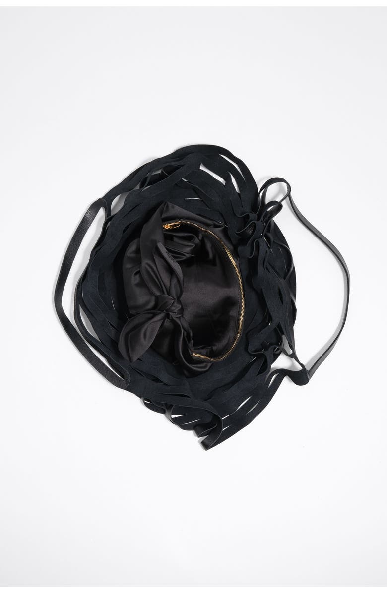 Bimba y Lola Leather Cala Bag, Alternate, color, Black
