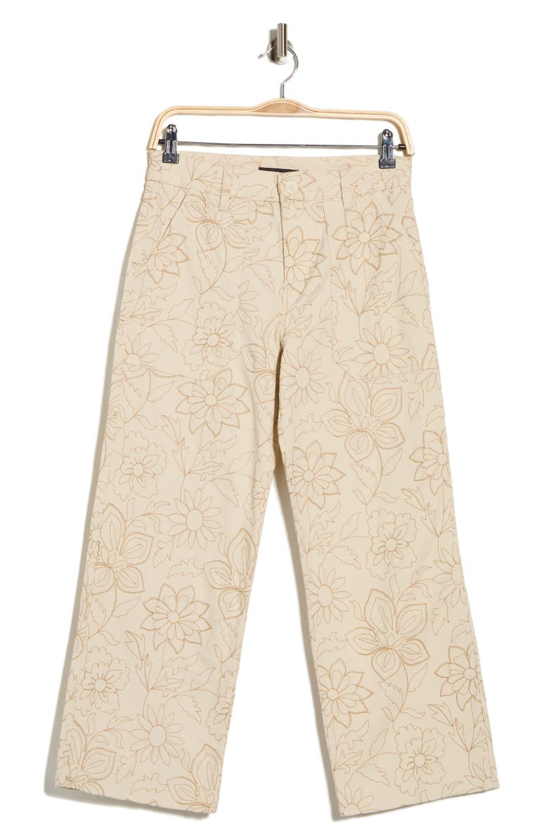 Sanctuary Terrace Floral Embroidered Crop Pants, Main, color, New Natural White