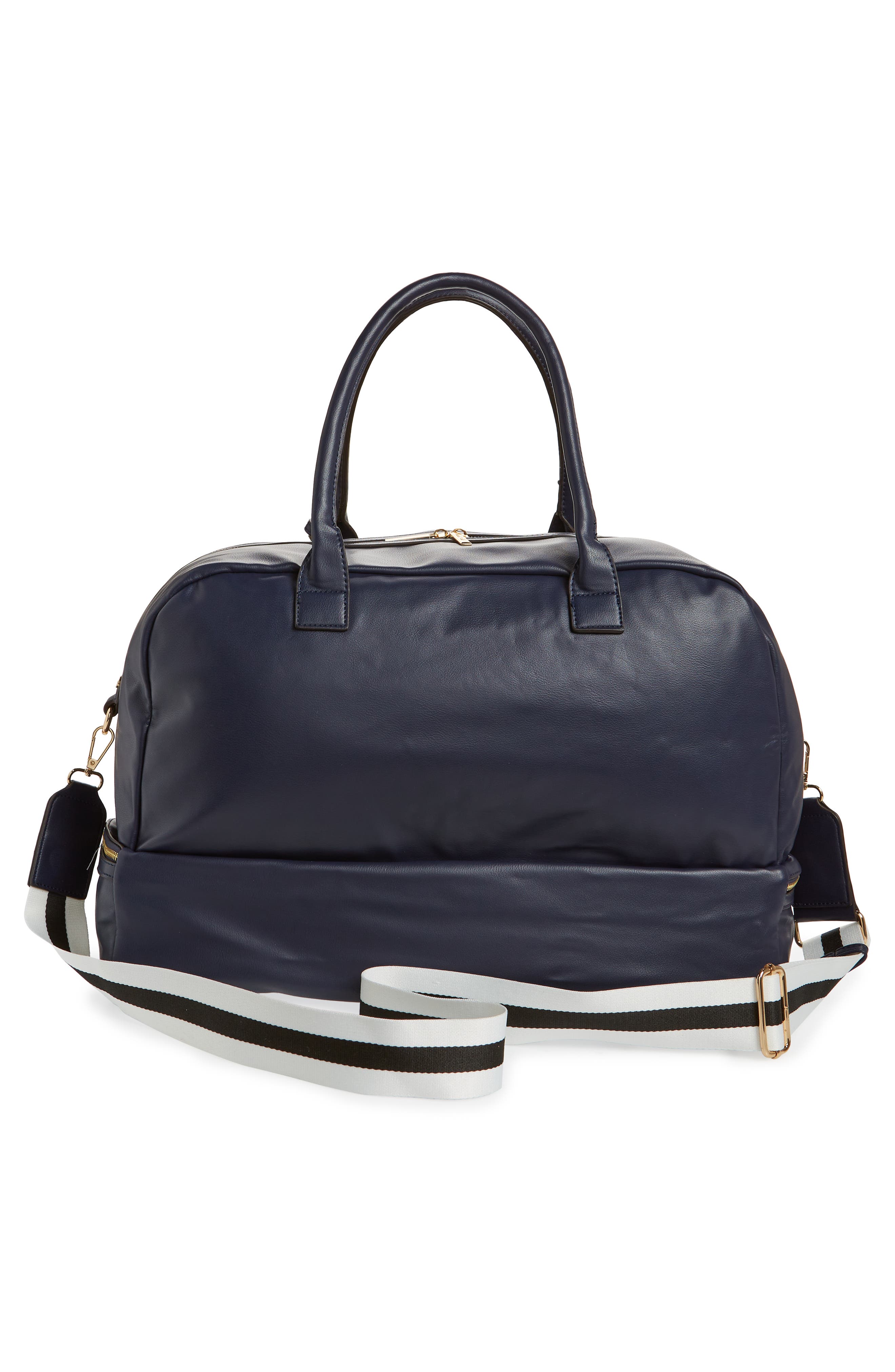 Riley Vegan Leather Weekend Travel Bag, Alternate, color, NAVY