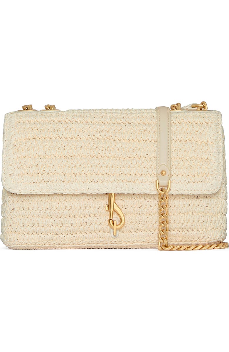 Rebecca Minkoff Medium Edie Woven Convertible Crossbody Bag, Main, color, Porcelain