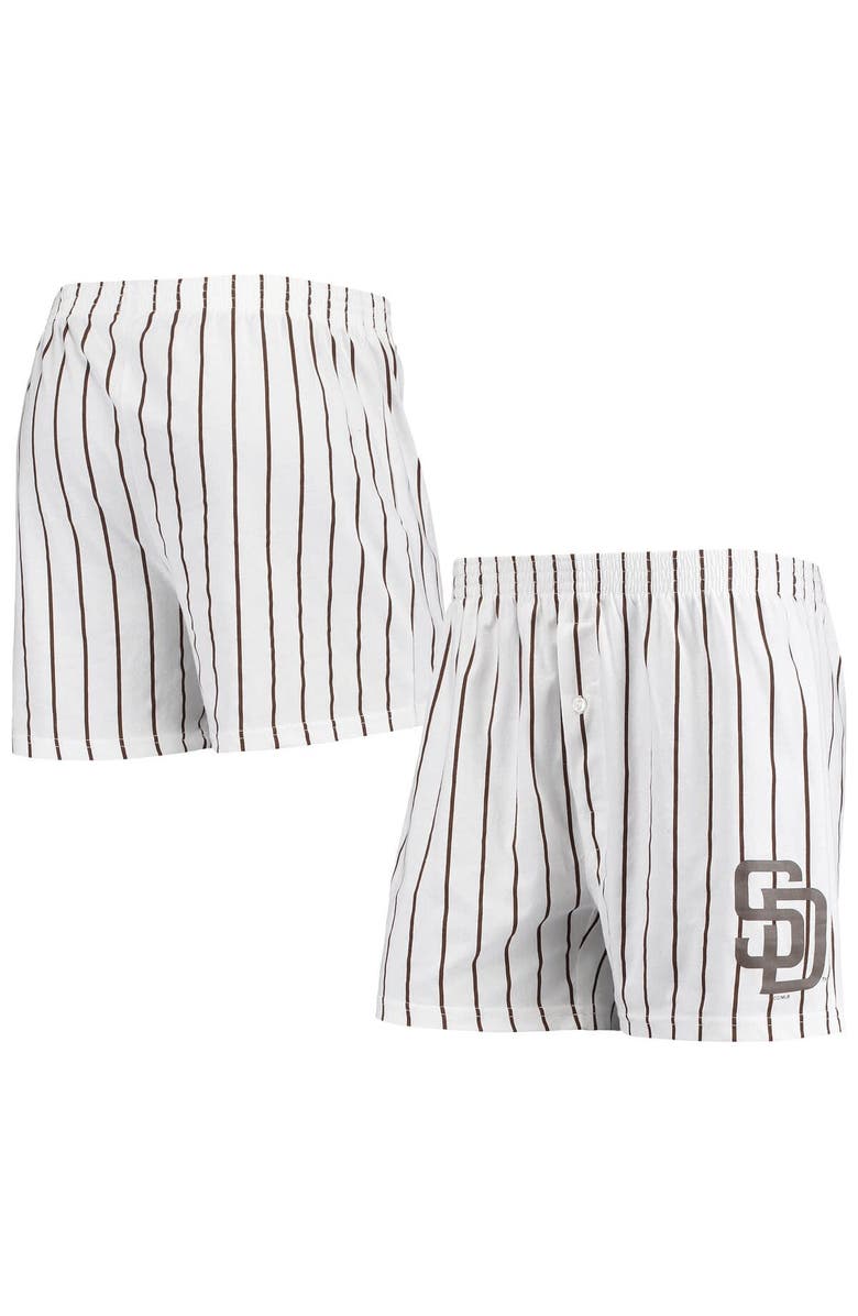 CONCEPTS SPORT Men's Concepts Sport White San Diego Padres Vigor Pinstripe Boxer Shorts, Main, color, White