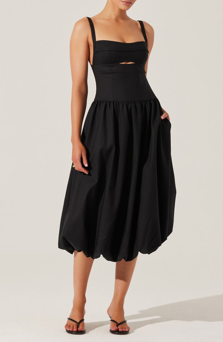 ASTR the Label Jevi Sleeveless Bubble Midi Dress, Main, color, Black