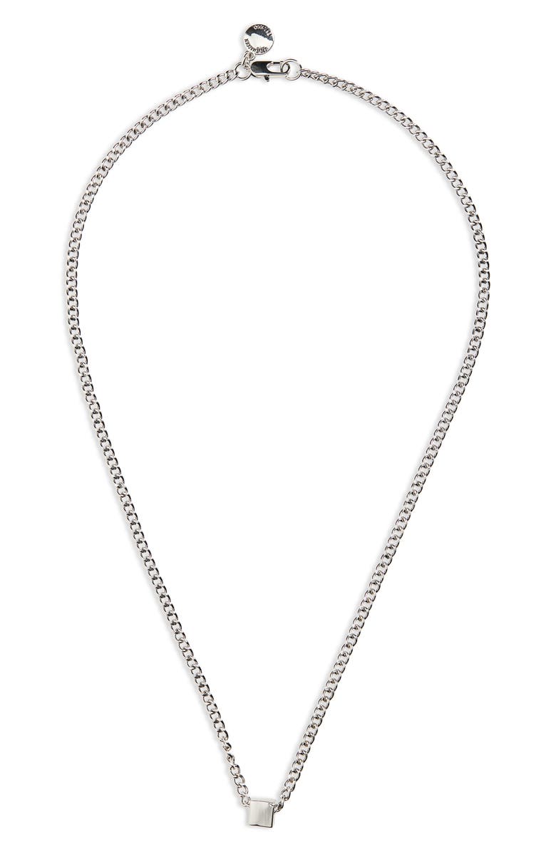 Steve Madden Gender Inclusive Cube Pendant Necklace, Alternate, color,