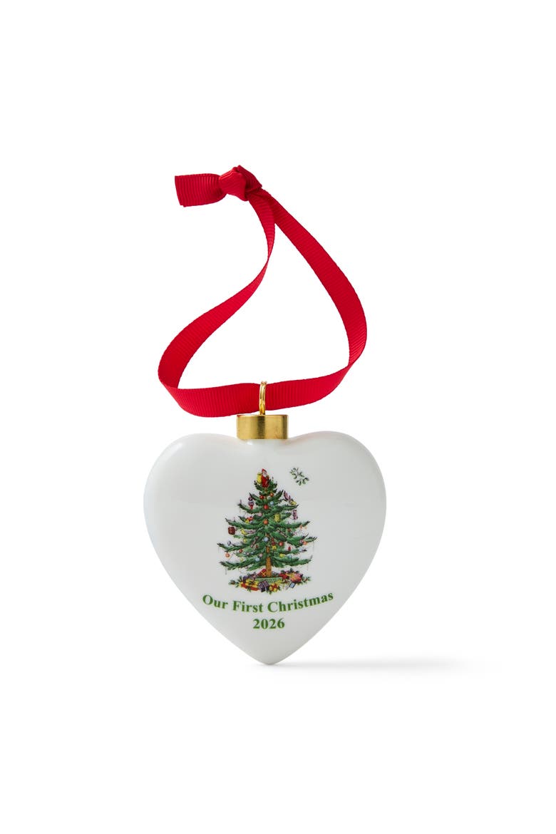 Christmas Tree Puffed Heart Our First Christmas  2026 Ornament, Alternate, color, Multi