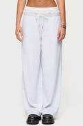 EDIKTED Tamia Peekaboo Lace Trim Wide Leg Pants