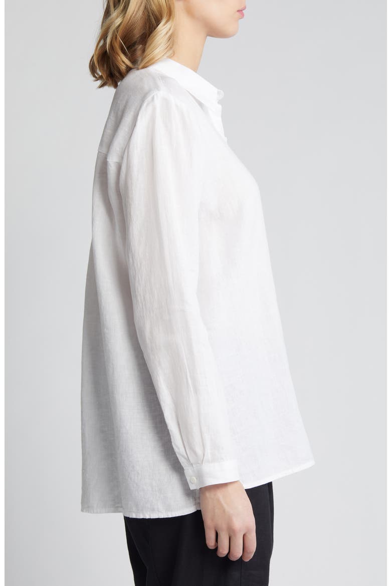 Classic Long Sleeve Organic Linen Button-Up Shirt, Alternate, color, WHITE