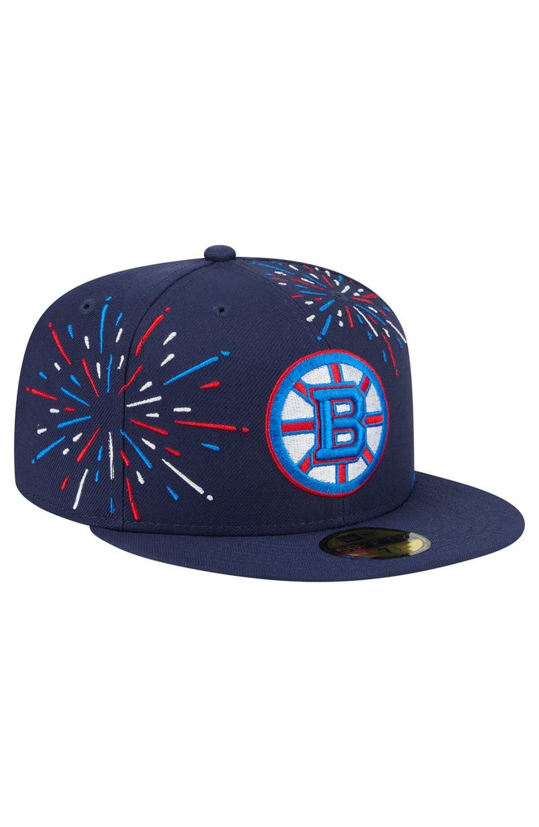 New Era Men's New Era Navy Boston Bruins Americana Fireworks 59FIFTY Fitted Hat, Alternate, color, Navy