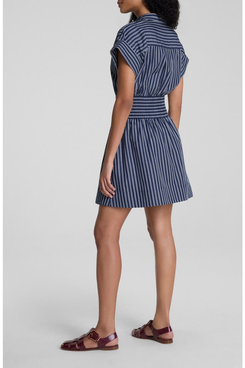 Pinstriped Supima Cotton Minidress, Alternate, color, TIMELESS NAVY/ CLASSIC WHITE
