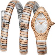 Just Cavalli Snake Vetra Wraparound Two-Tone Bracelet Watch, 20mm x 34.5mm