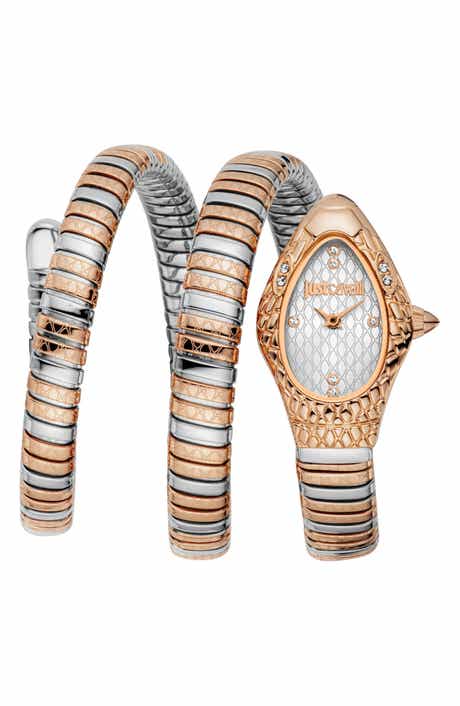 Just Cavalli Snake Vetra Wraparound Two-Tone Bracelet Watch, 20mm x 34.5mm