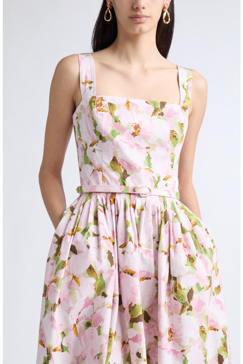 Watercolor Iris Cotton Stretch Poplin Sundress, Alternate, color, PINK/ IVORY