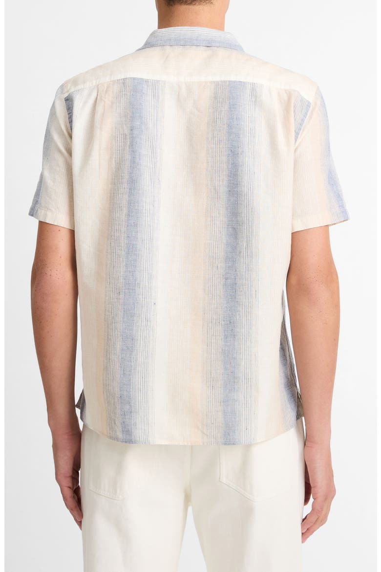 Cabana Cotton & Linen Camp Shirt, Alternate, color, BLANCO/RIVERIA BLUE