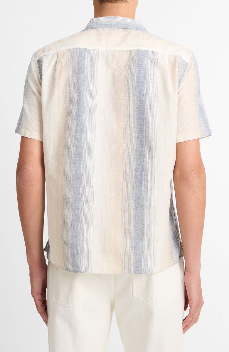 Vince Cabana Cotton & Linen Camp Shirt, Alternate, color, Blanco/Riveria Blue