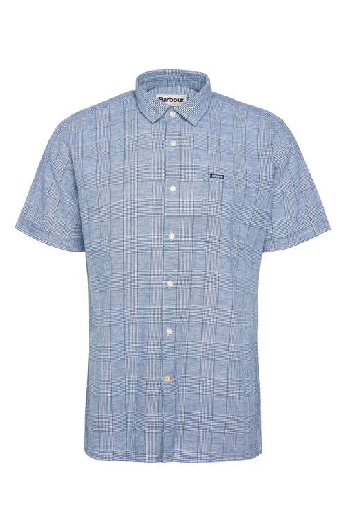 Barbour Hartland Linen Blend Button-up Shirt In Navy