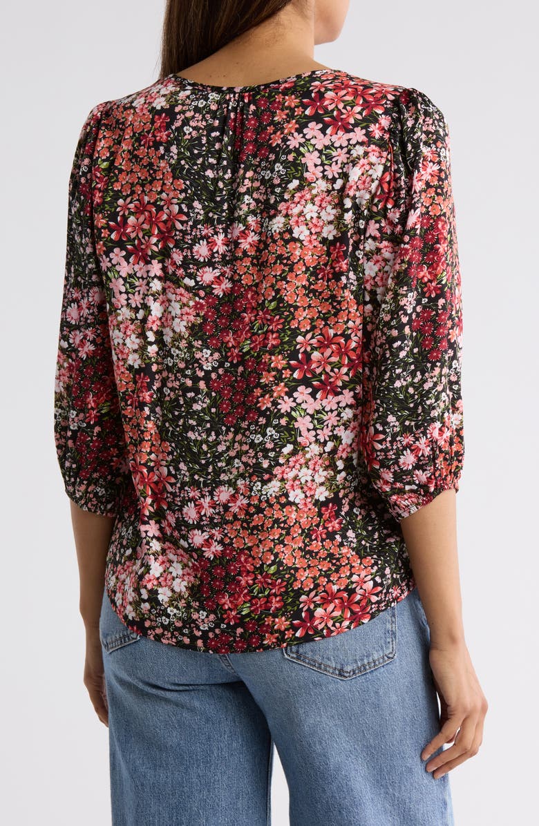 Renee C Floral V-Neck Long Sleeve Top, Alternate, color, 