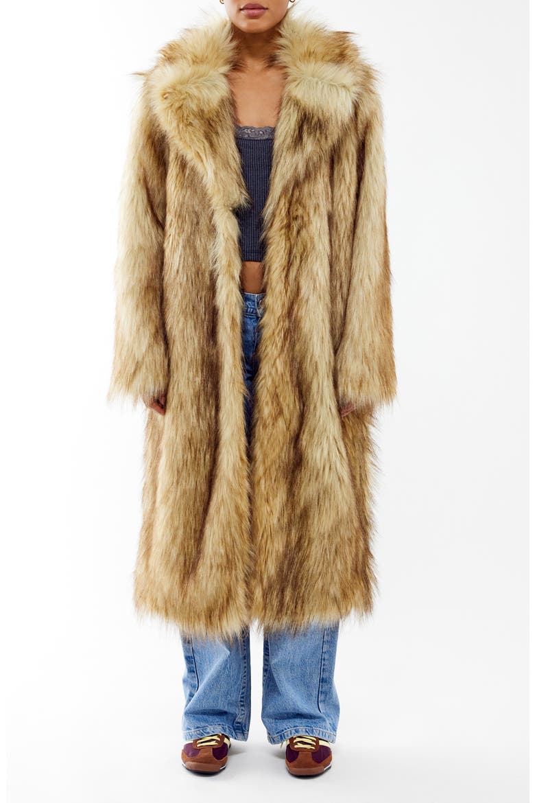 Maxi Faux Fur Coat, Main, color, CAMEL