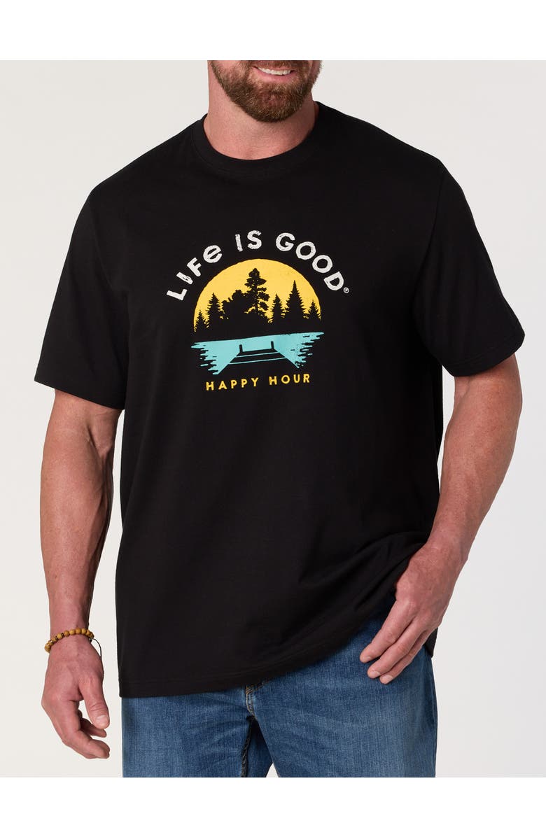 LIFE IS GOOD Big & Tall Happy Hour Graphic T-Shirt, Main, color, Black