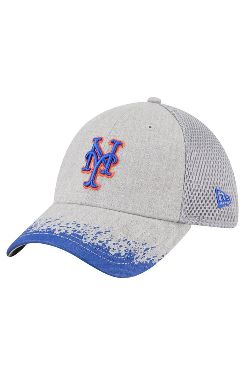 New Era Men's New Era Gray New York Mets Visor Paint Splatter 39THIRTY Flex Hat, Main, color, Gray