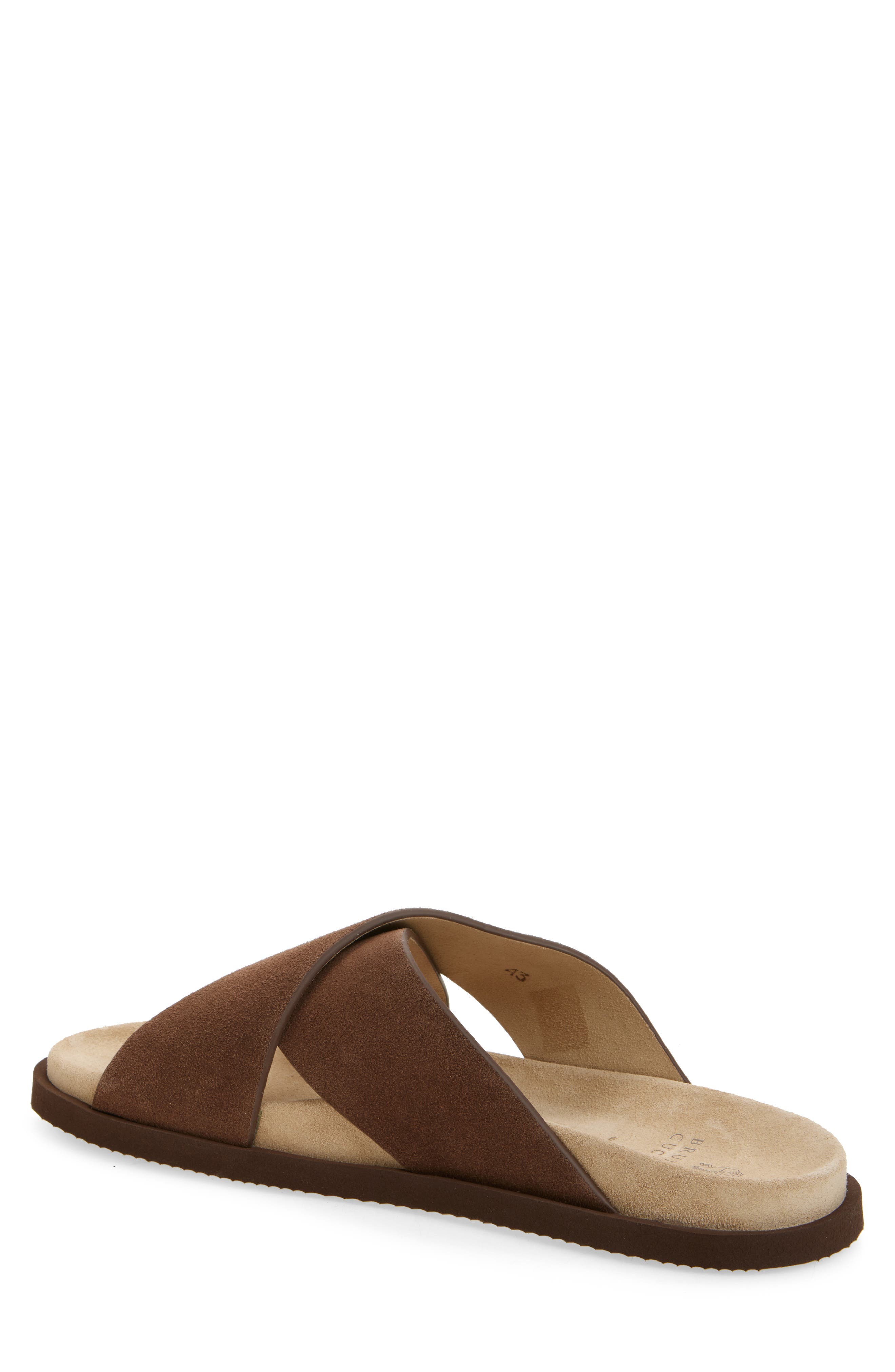 Brunello Cucinelli Cross Strap Slide Sandal, Alternate, color, Cay70 Tan Brown