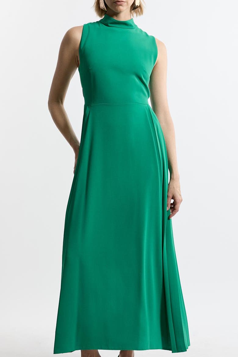 Soft Tailored Pleated Panel Midaxi Dress, Alternate, color, Green