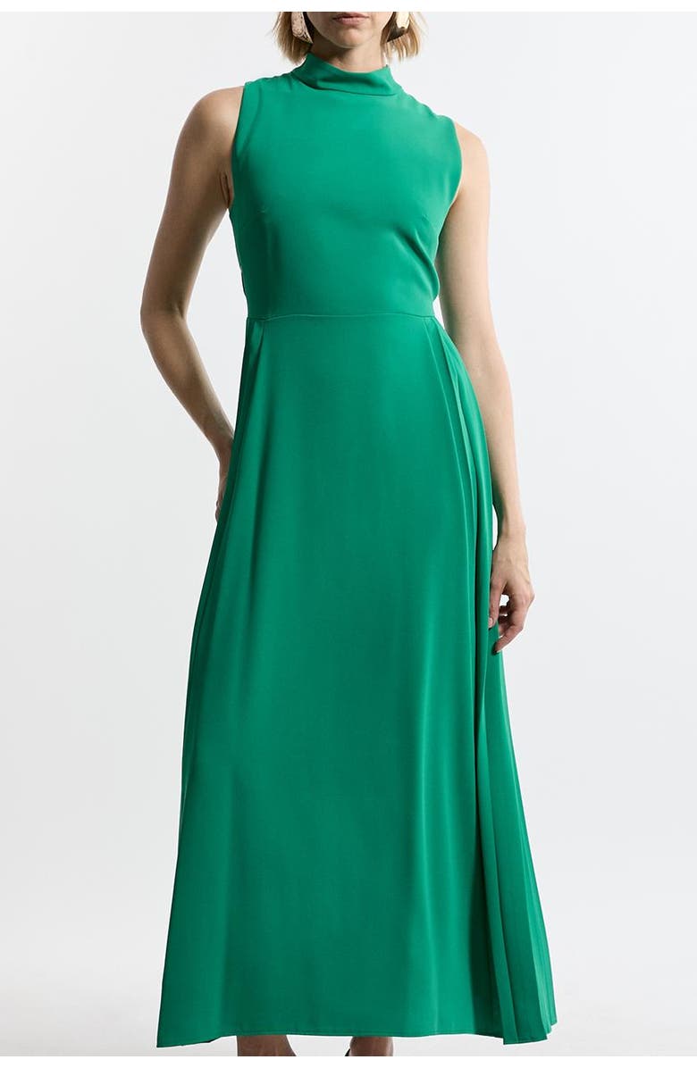 Karen Millen Soft Tailored Pleated Panel Midaxi Dress, Alternate, color, Green