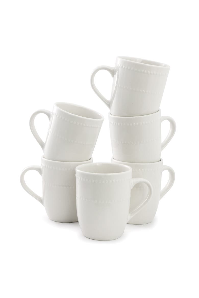 6 Piece Stoneware 12 Ounce Mug Set, Alternate, color, White