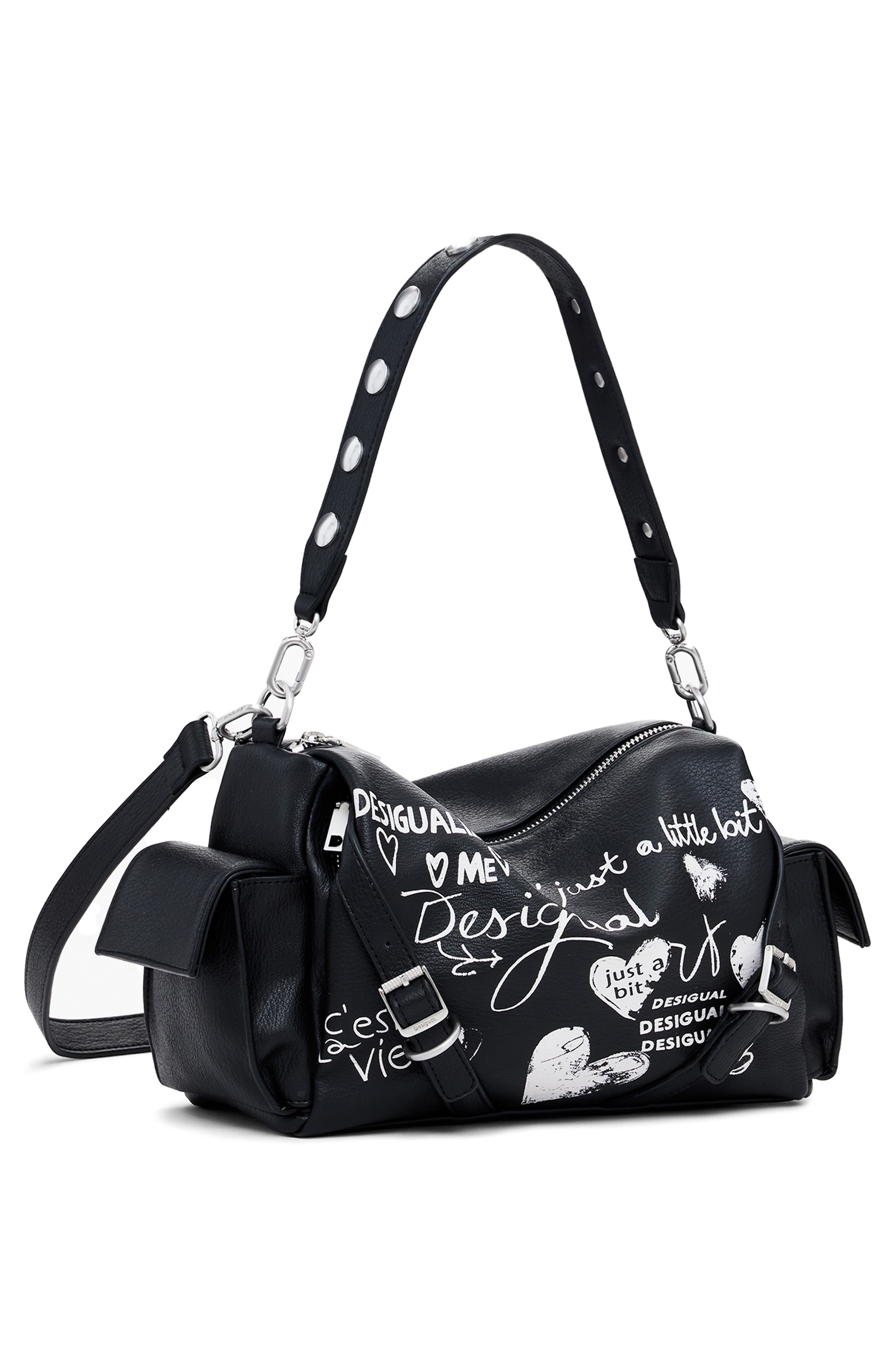 Desigual Faux Leather Shoulder Bag, Alternate, color, Black
