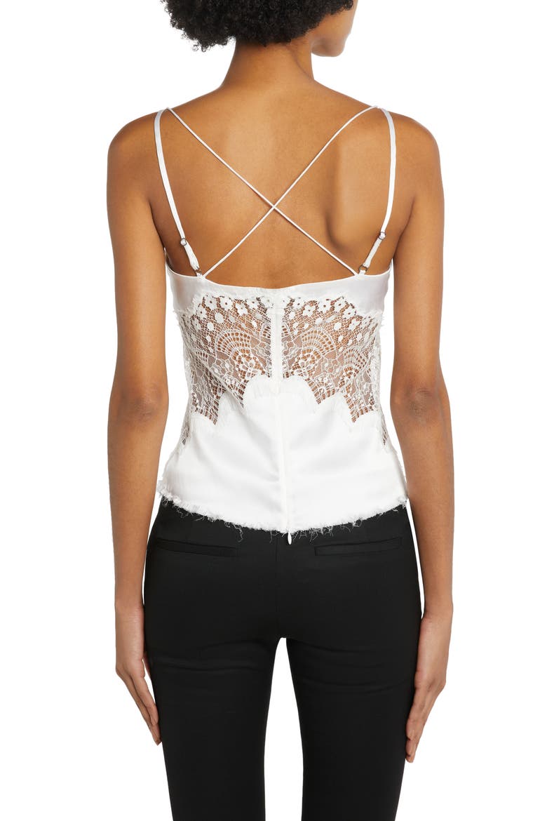 Lace & Silk Stretch Satin Camisole, Alternate, color, CHALK