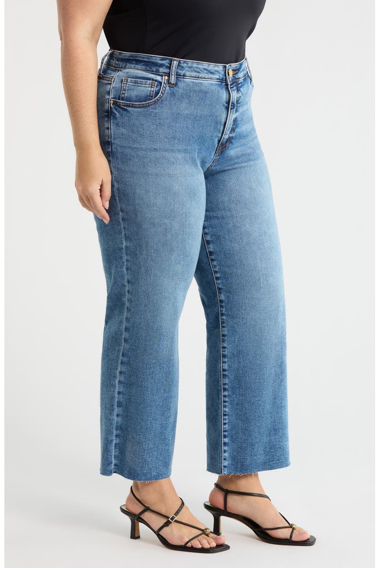 Raw Hem High Waist Ankle Wide Leg Jeans, Alternate, color, STAR