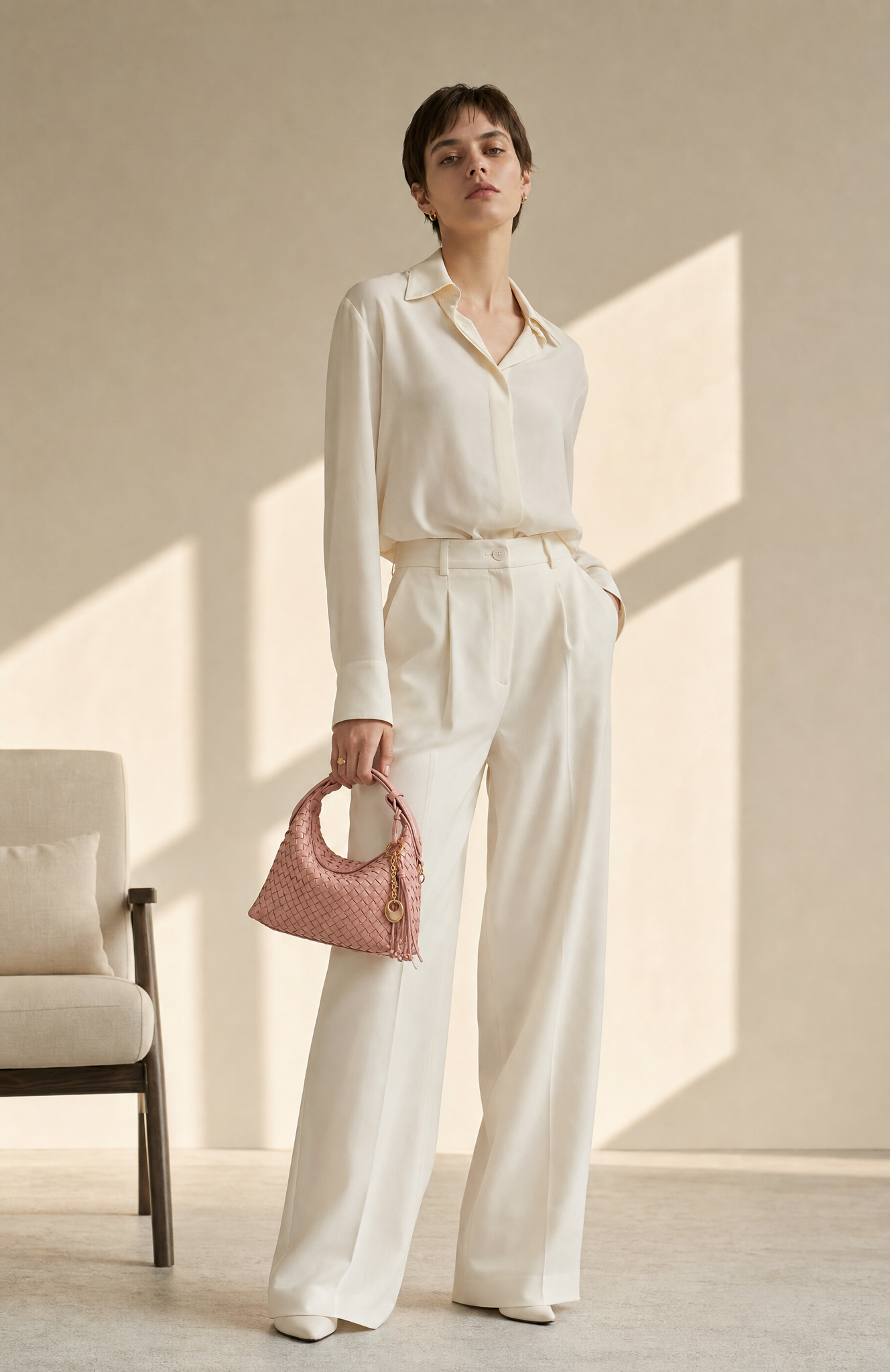 Camilla Genuine Sheep Leather Woven Shoulder Bag, Alternate, color, Sakula pink
