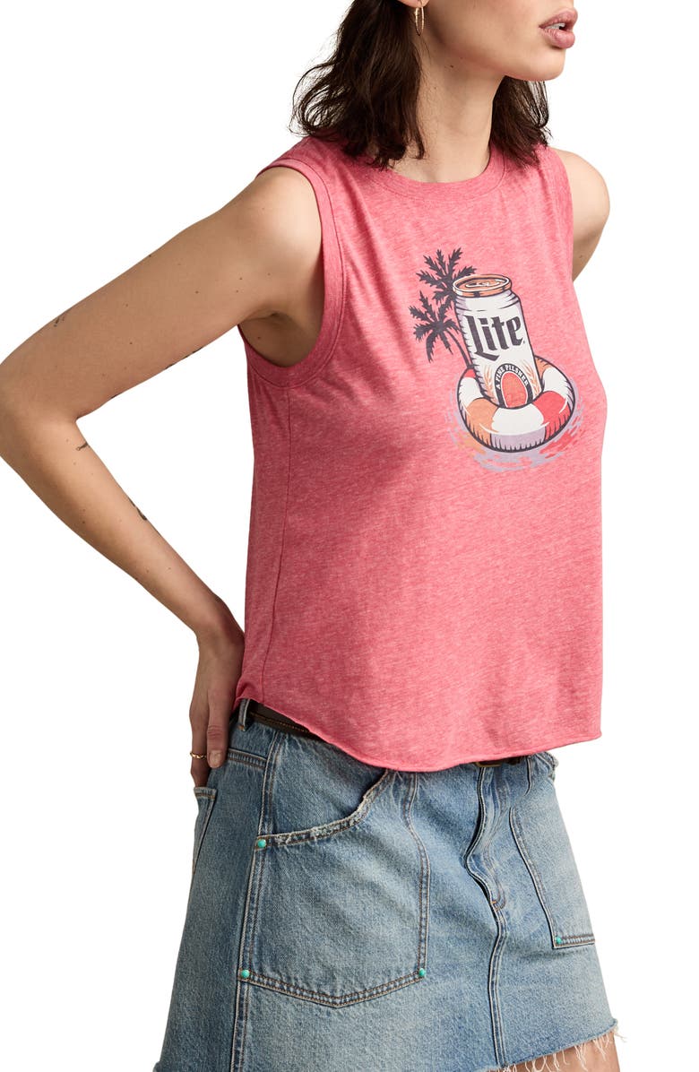 Lucky Brand Miller Lite Floaty Graphic Tank, Alternate, color, Calypso Coral