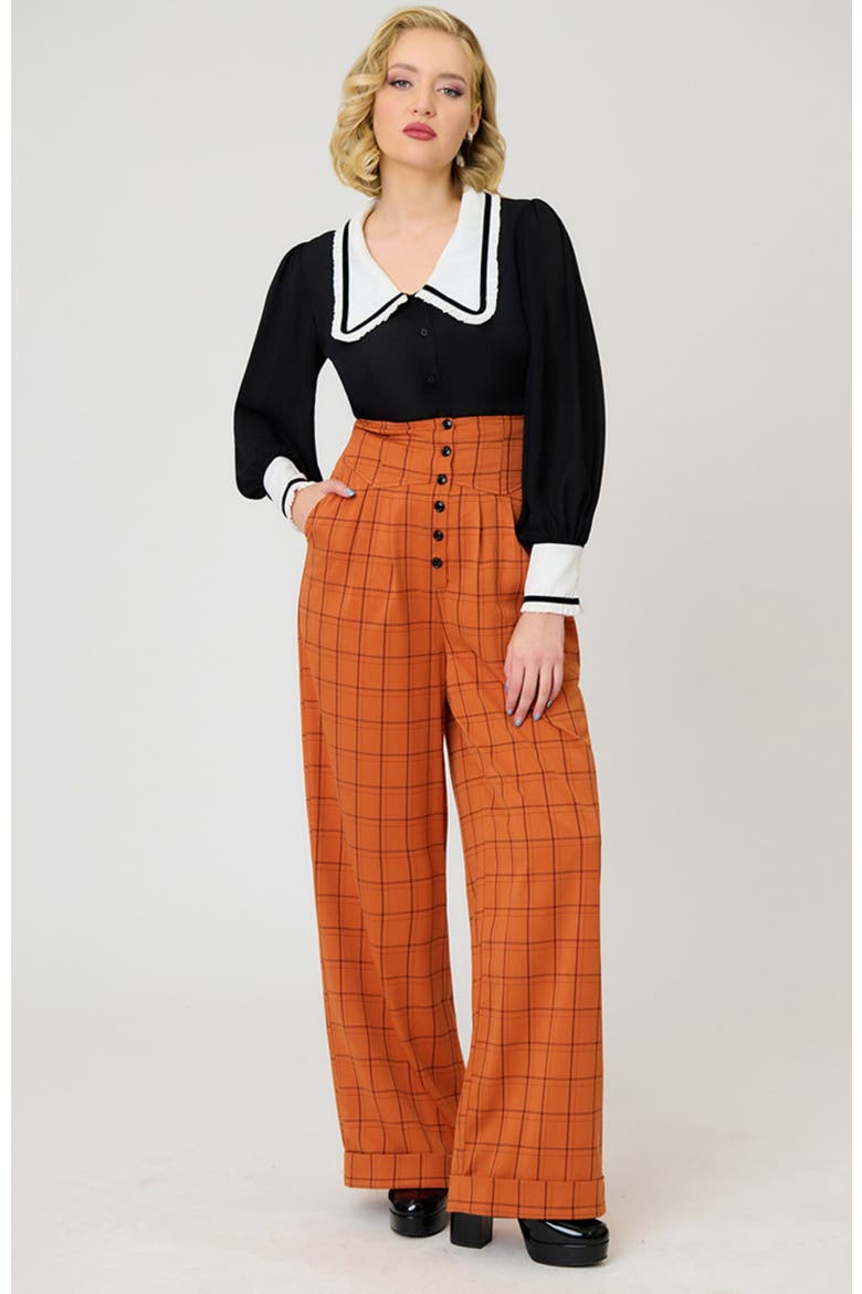 High Waist Trouser, Main, color, Orange Plaid