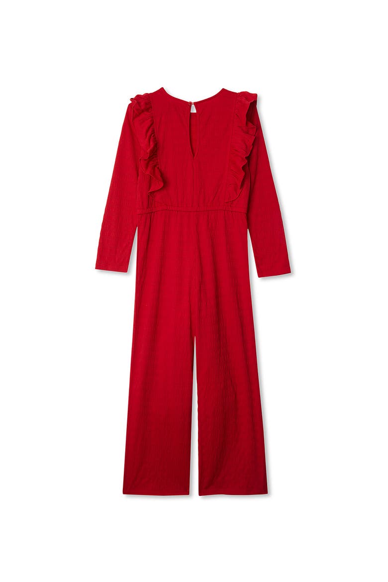 Girls Long Sleeve Cozy Jumpsuit, Alternate, color, Apple Red