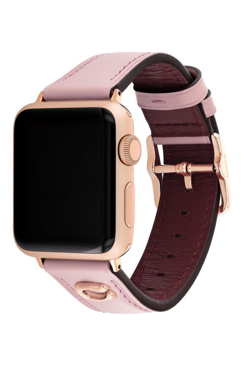 Leather Apple Watch® Watchband, Alternate, color, BLUSH