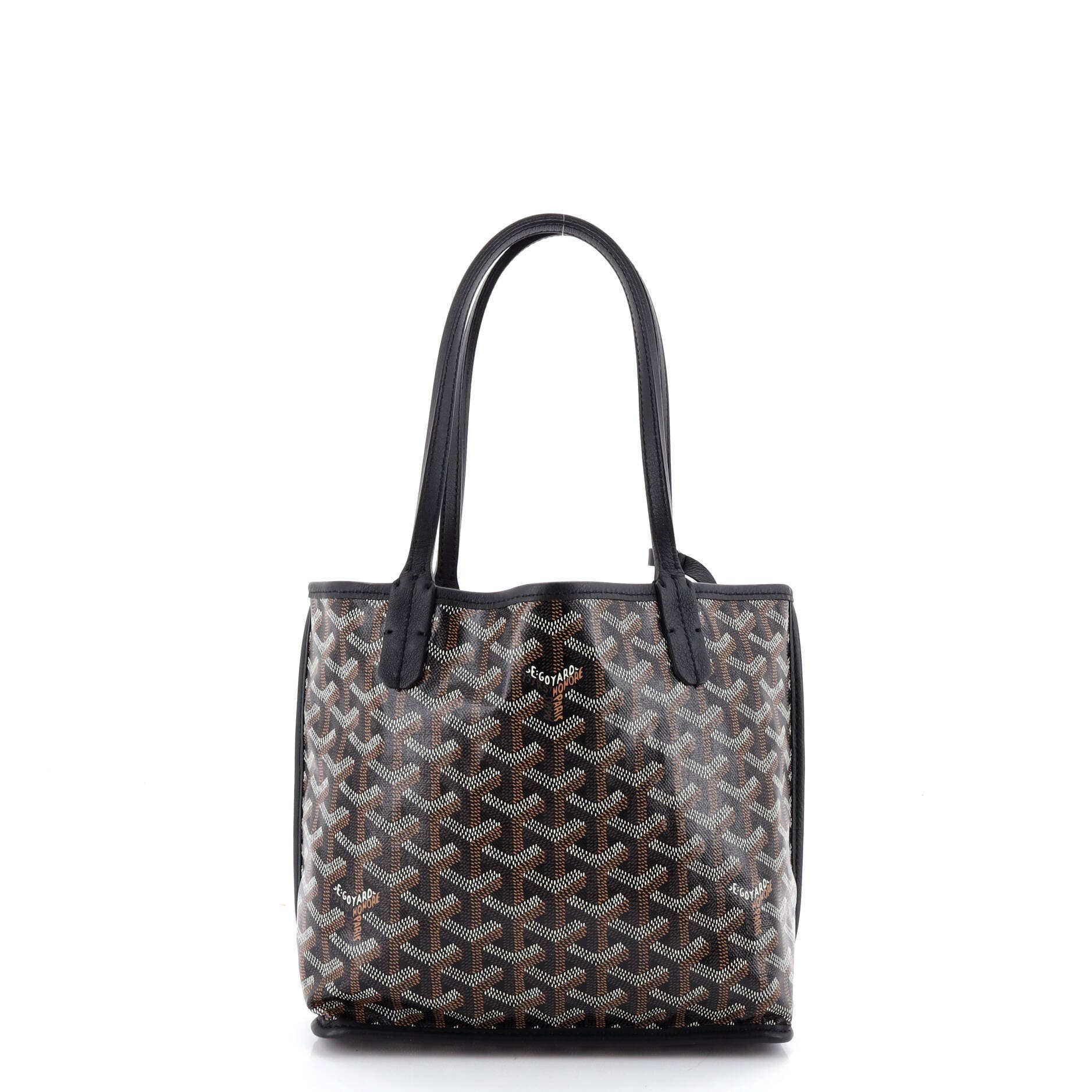 Pre-Owned Goyard Anjou Reversible Tote Coated Canvas Mini, Main, color, Black