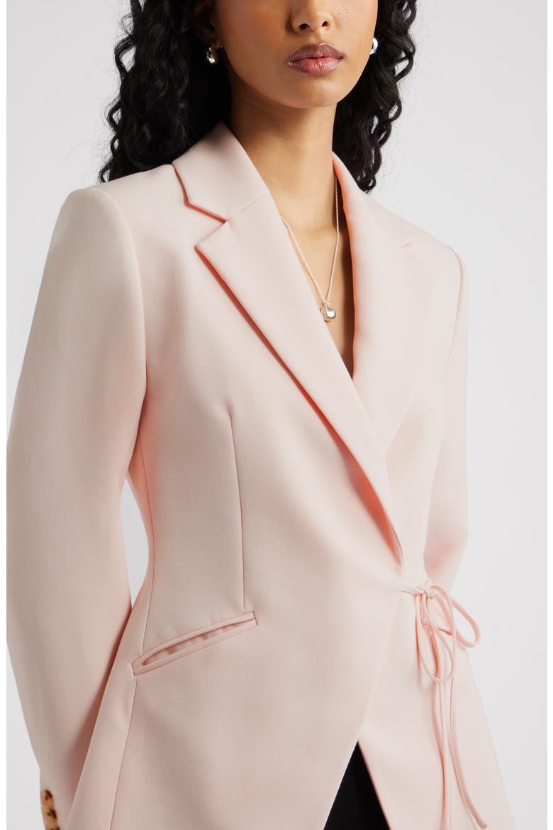 Icon Twill Side Tie Blazer, Alternate, color, PINK PEONY BUD