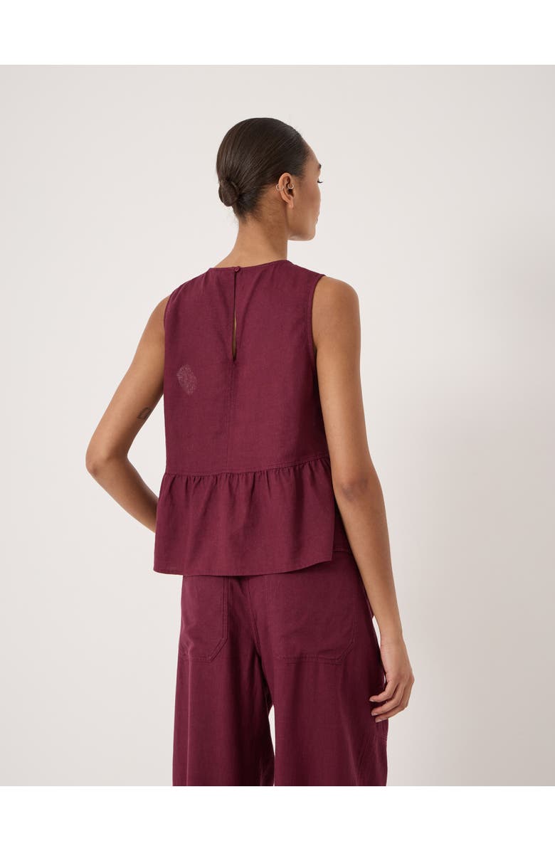 Hush Nomie Linen Blend Peplum Top, Alternate, color, Maroon Red