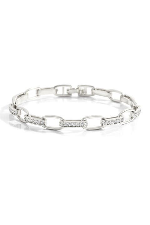 Interlinked Cubic Zirconia Paperclip Bracelet