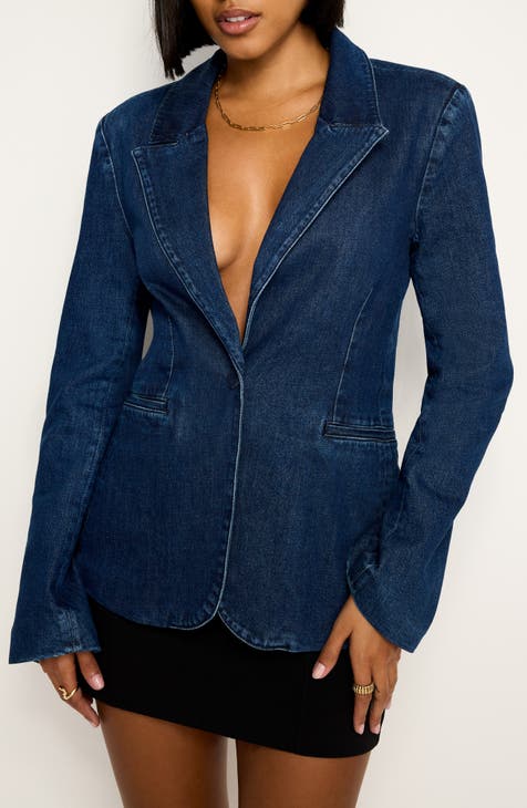 Plus size denim blazers online