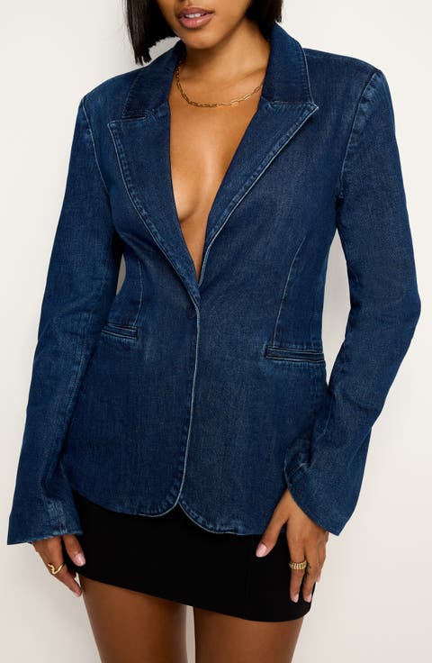 Sculpted Denim Blazer (Regular & Plus)