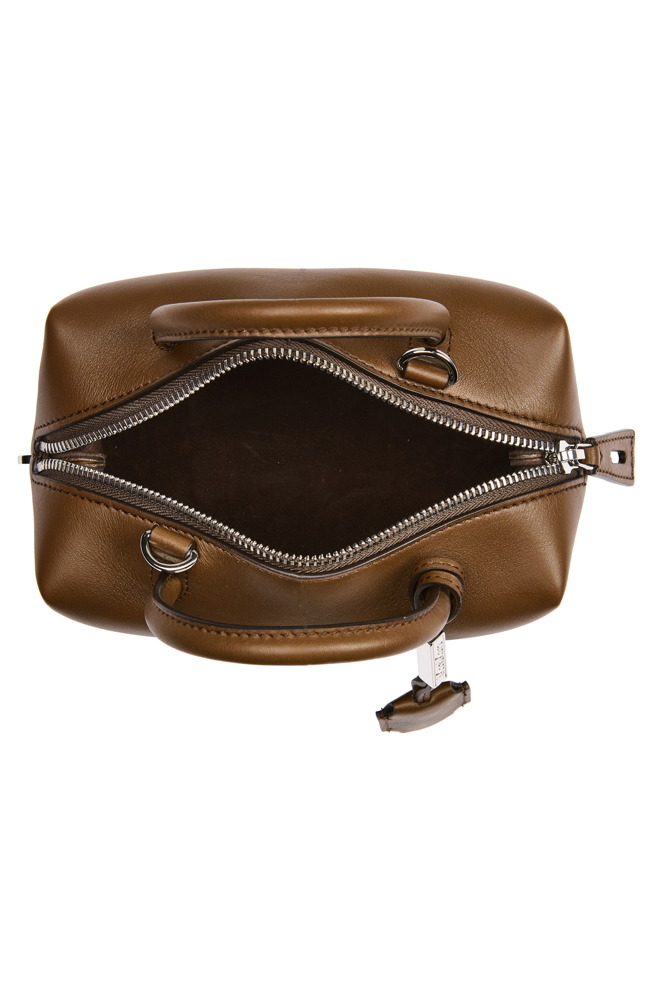 Max Mara Bowler Leather Bag, Alternate, color, Dark Brown