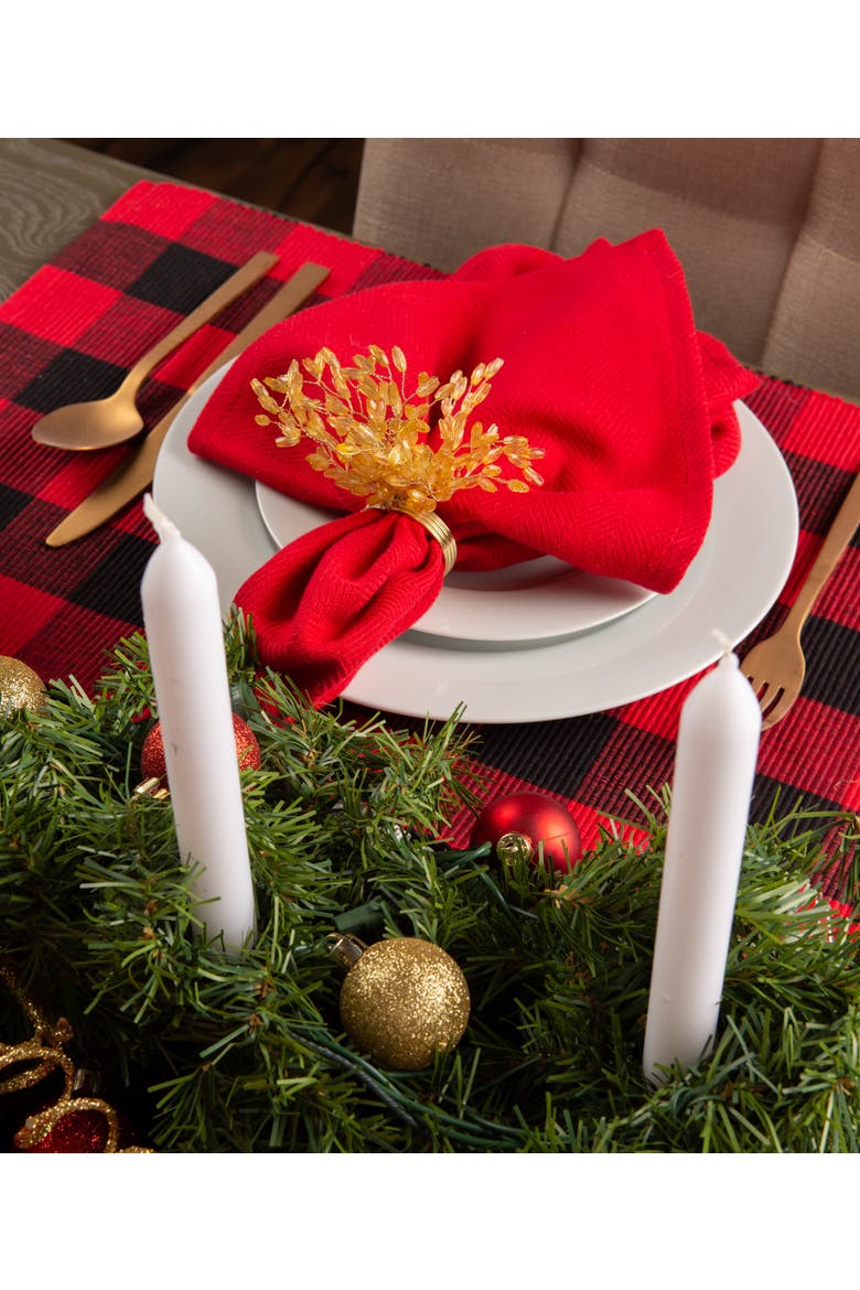 Buffalo Check Ribbed Placemat Set/6, Alternate, color, Tango Red/Black