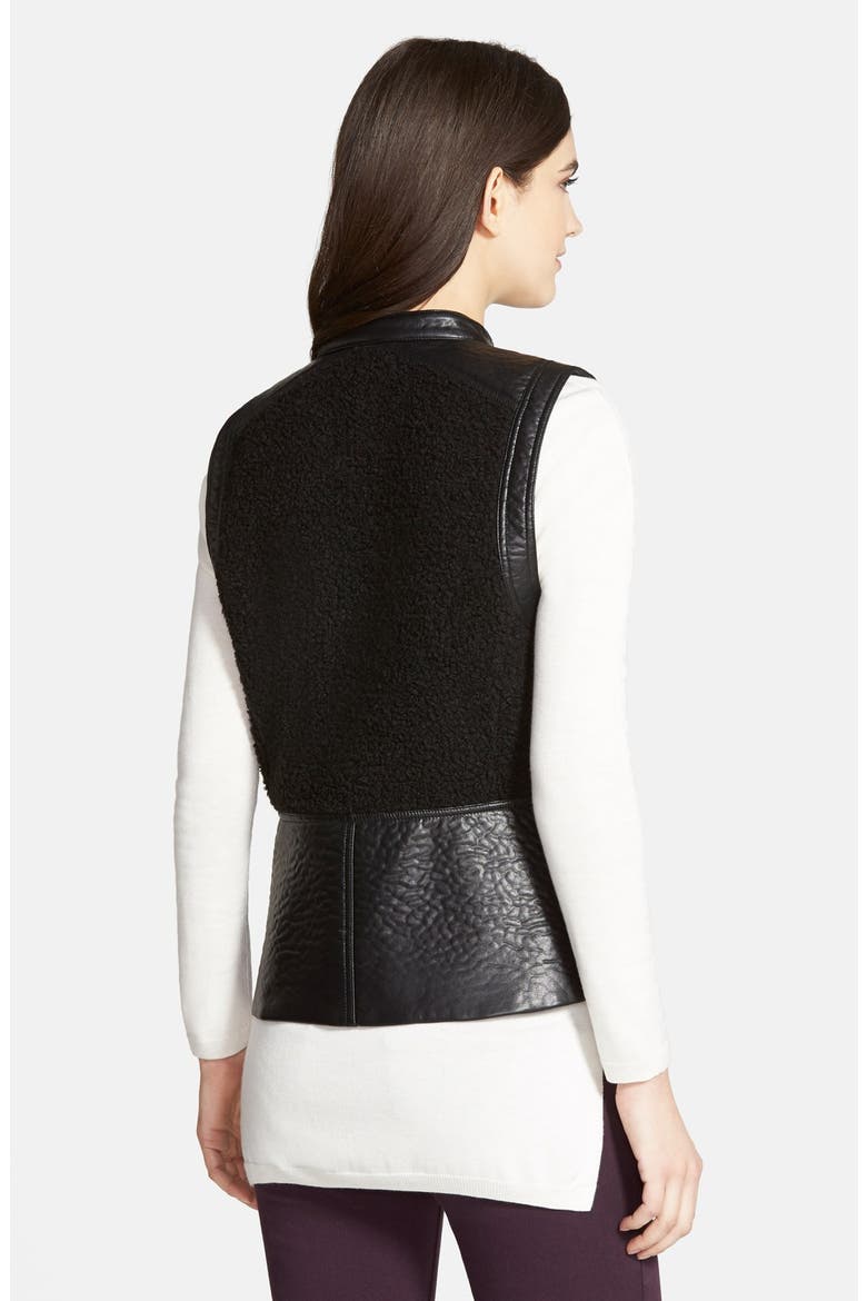 Faux Shearling Moto Vest, Alternate, color, BLACK