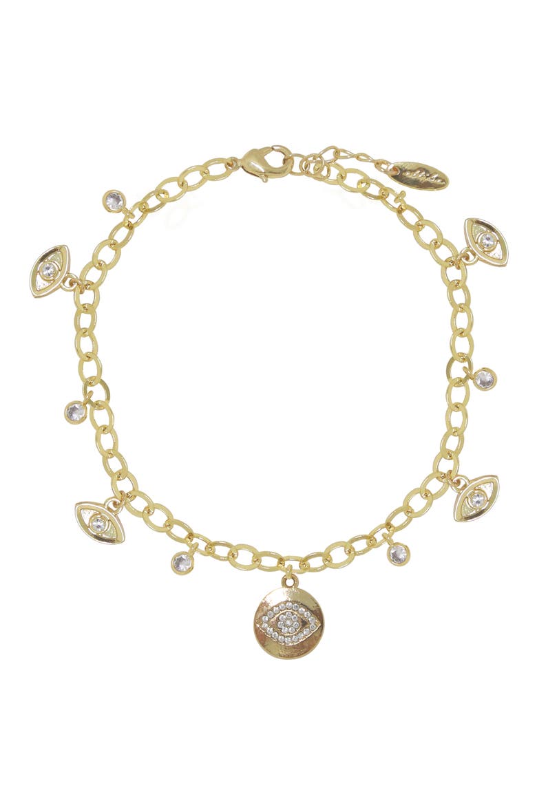 Evil Eye Charm Anklet, Main, color, GOLD