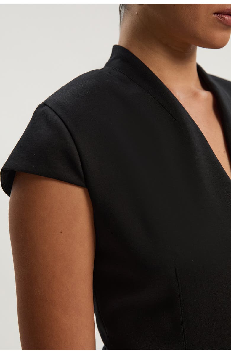 Karen Millen Ponte V-Neck Midi Dress, Alternate, color, Black