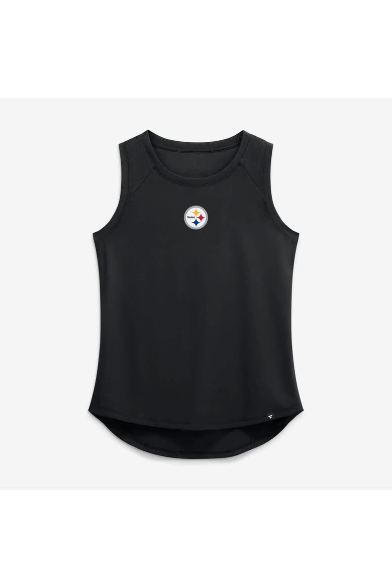 Women's Fanatics Black Pittsburgh Steelers Draped Mesh Back Performance​ Tank Top, Alternate, color, Black