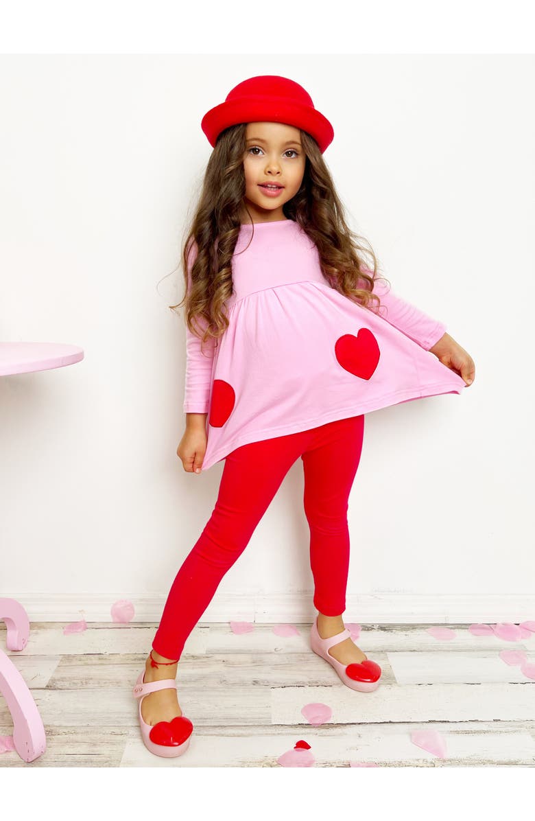 Mia Belle Girls Cupid's Favorite Top and Legging Set, Alternate, color, Pink