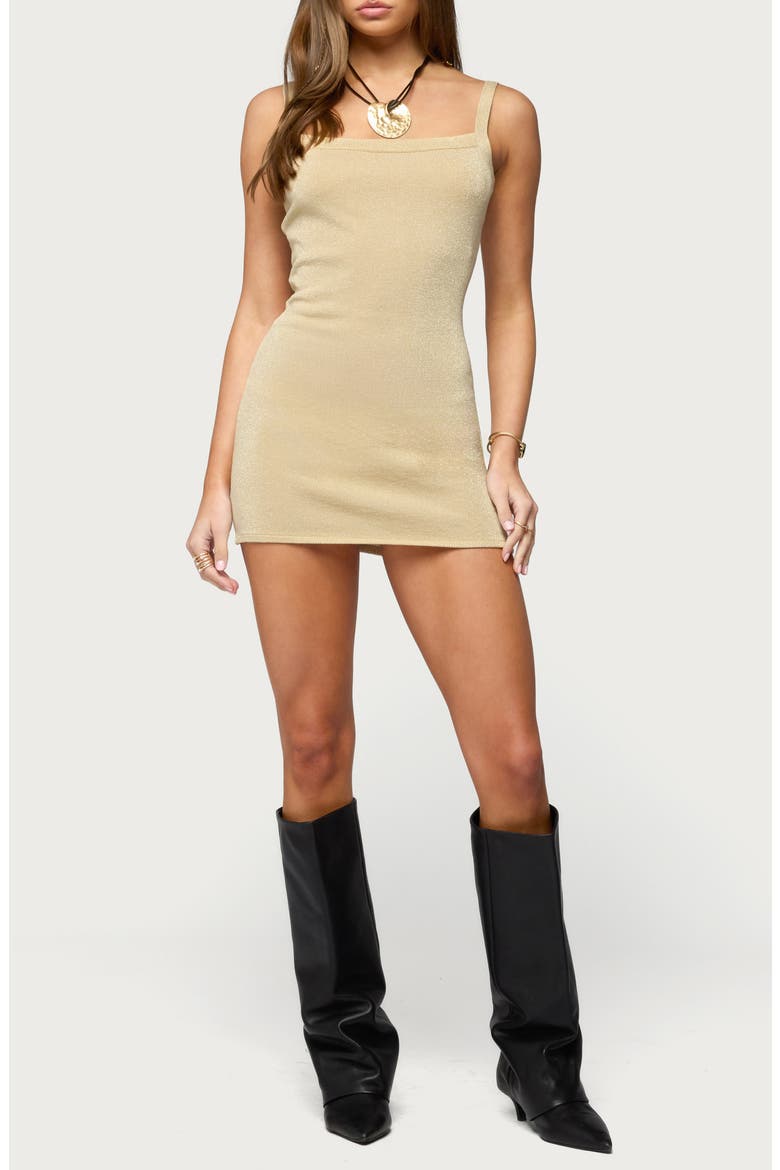 Rachael Metallic Knit Minidress, Main, color, GOLD
