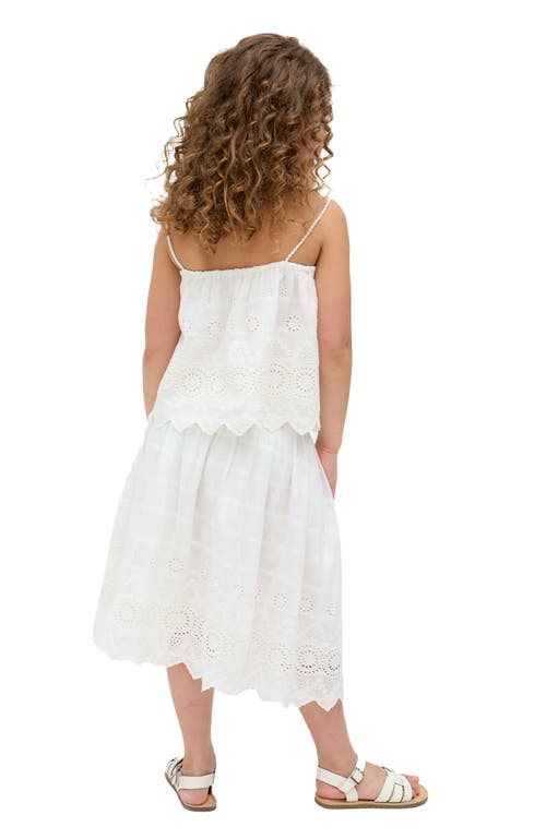 Raffya Kids Rufa Smocked Waist Windowpane Check Skirt In White
