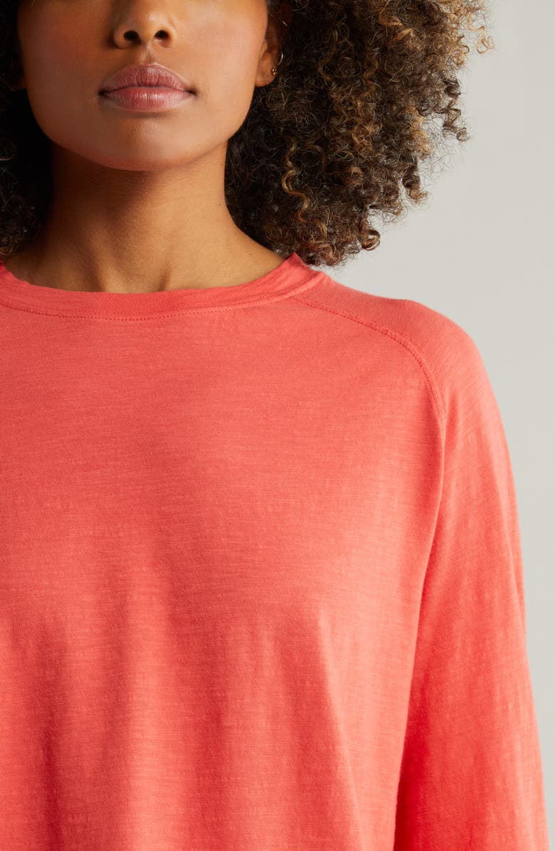 Zella Relaxed Washed Long Sleeve Slub Tee, Alternate, color, Cayenne
